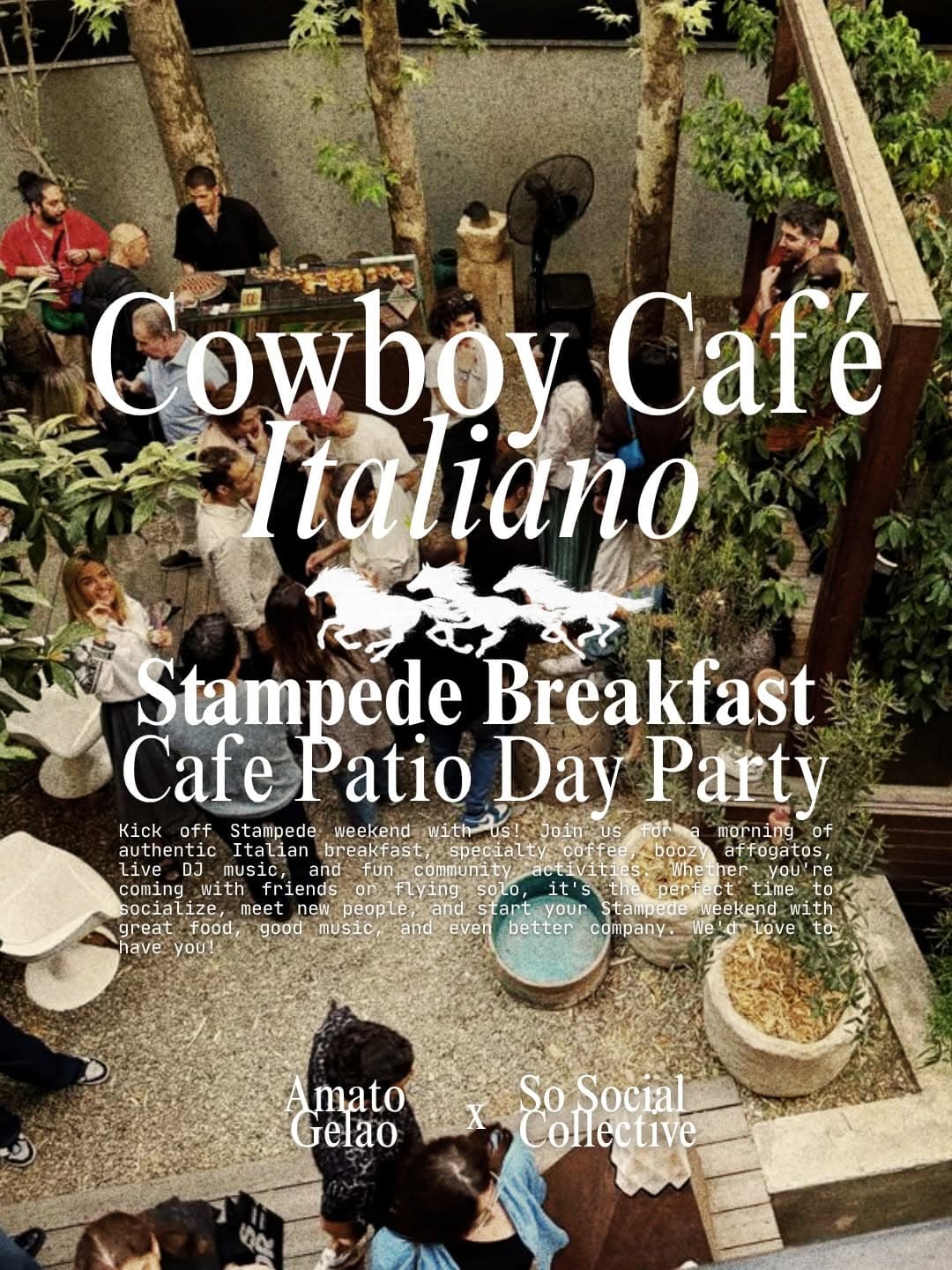 Red gingham Stampede Breakfast RSVP poster with So Social Collective and Amato